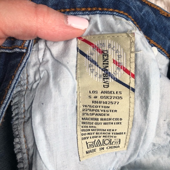 Denim Blvd Skirt Blue Red Rhinestone Stripe Medium - Picture 5 of 6